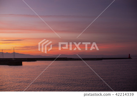 Dusk of Nishi Oita Port and Beppu Bay 42214339