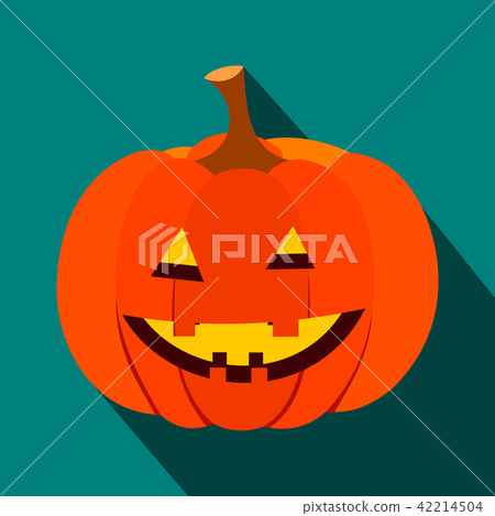 Pumpkin with a smile flat icon Pumpkin with a smile flat icon 42214504