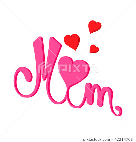 Lettering Mom and hearts cartoon icon Lettering Mom and hearts cartoon icon 42214708