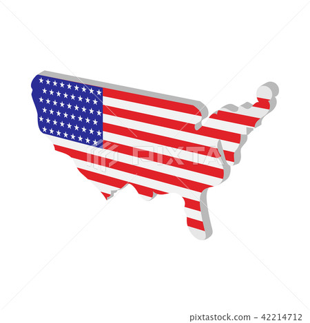 USA map with american flag texture cartoon icon USA map with american flag texture cartoon icon 42214712