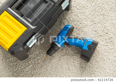 Closeup picture of toolbox and drill 42214726