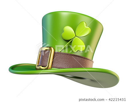 Green st patricks day hat with clover Royalty Free Vector