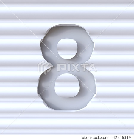 Cut out font in wave surface NUMBER 8 EIGHT 3D 42216319