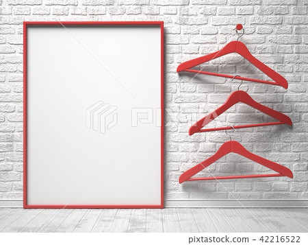 Three red cloth hanger and blank canvas 42216522