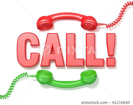 Call sign. Retro red and green phone receivers. 3D 42216680