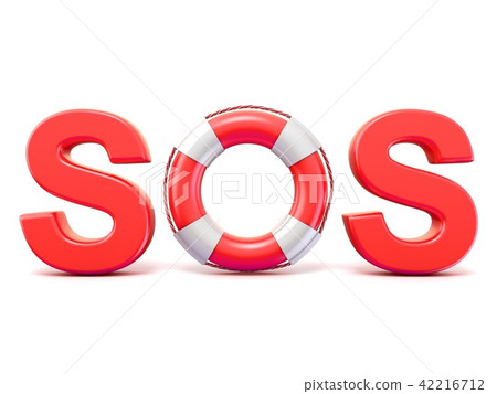 SOS sign, with lifebuoys. 3D 42216712