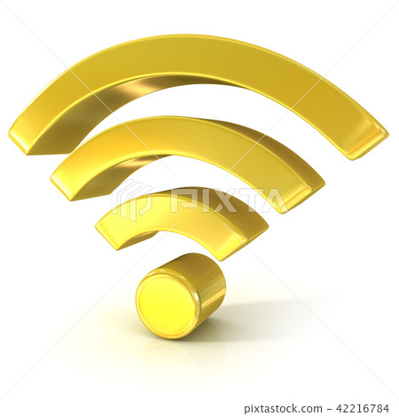 Wireless network 3D golden sign Wireless network 3D golden sign 42216784