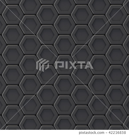 Black abstract hexagonal background. 3D 42216838