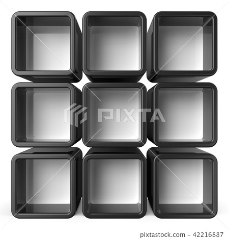 Copy space black and white shelf set 3D 42216887