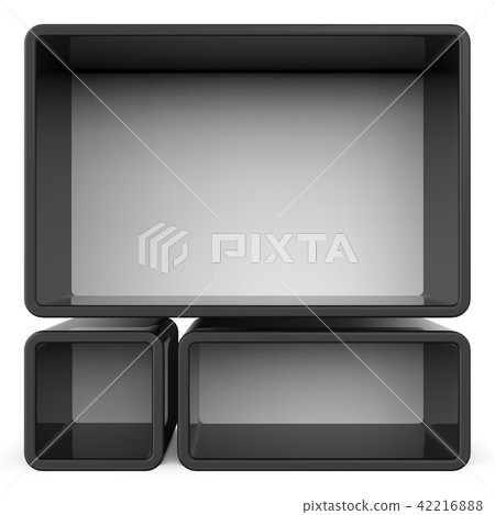 Copy space black and white shelf set 3D 42216888