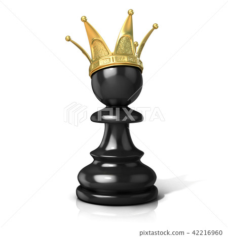 Black pawn with a golden crown 42216960
