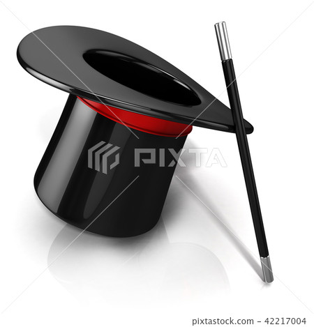 Magic hat and wand, 3D 42217004