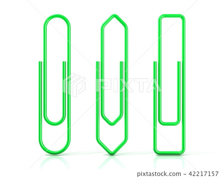 Paper clips isolated Three basic shapes GREEN 42217157