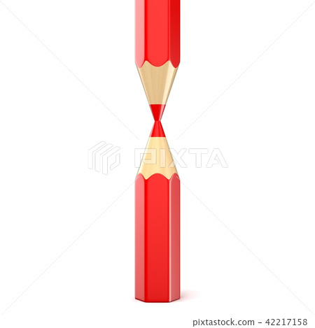 Red pencils timber back to school concept. 3D 42217158