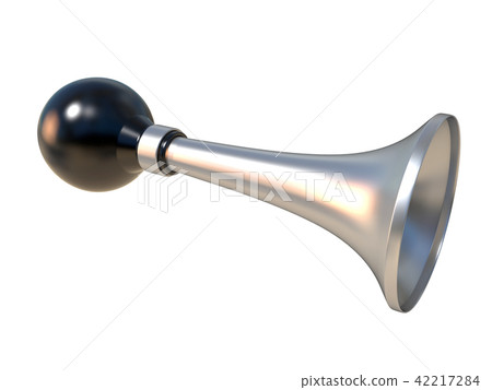 Vintage air horn with rubber bulb. Klaxon. 3D Vintage air horn with rubber bulb. Klaxon. 3D 42217284