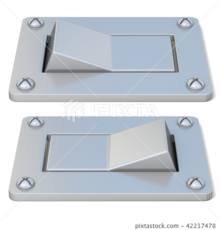 Blank, silver, power switch button ON OFF 3D 42217478