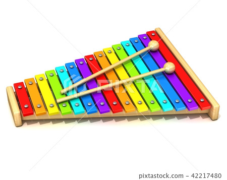 Xylophone with two wood drum stick 3D 42217480