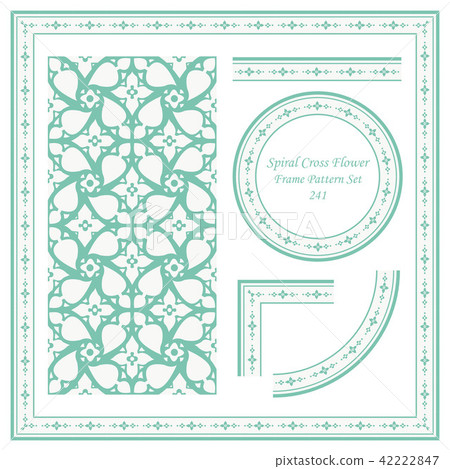 Vintage Frame Retro Seamless Oriental Pattern Set 42222847