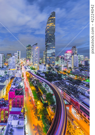 Aerial view of Bangkok City modern office building Aerial view of Bangkok City modern office building 42224042