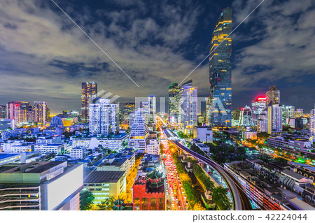 Aerial view of Bangkok City modern office building Aerial view of Bangkok City modern office building 42224044