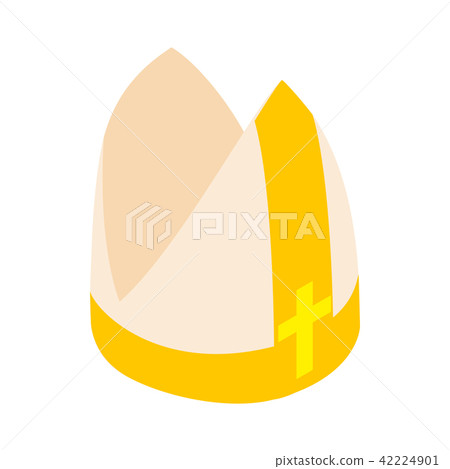 Papal tiara, hat with cross icon, isometric 3d Papal tiara, hat with cross icon, isometric 3d 42224901