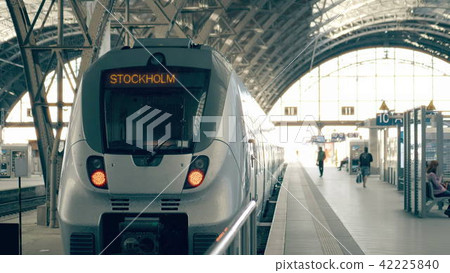 Modern train to Stockholm. Travelling to Sweden Modern train to Stockholm. Travelling to Sweden 42225840
