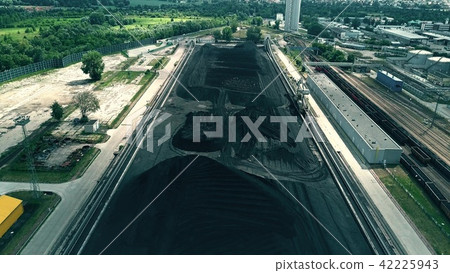 Aerial view of big pile of coal 42225943