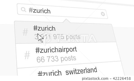 Zurich hashtag search through social media posts. 3D rendering 42226458