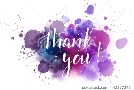 Thank you lettering on watercolored background 42227245