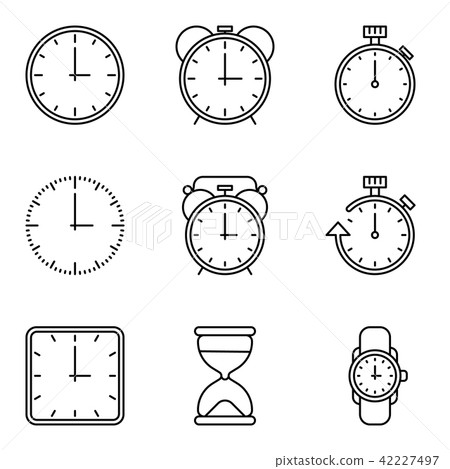 Time and clock vector line icons set - Stock Illustration [42227497 ...