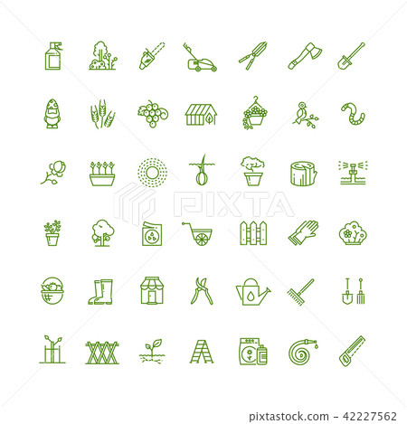 Sprouting seeds and home gardening thin outline vector icons Sprouting seeds and home gardening thin outline vector icons 42227562