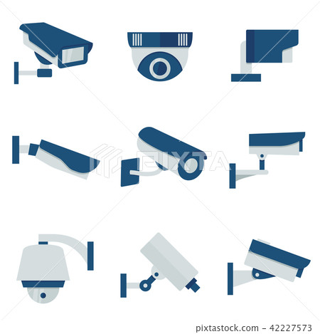 CCTV security video camera vector flat icons set CCTV security video camera vector flat icons set 42227573