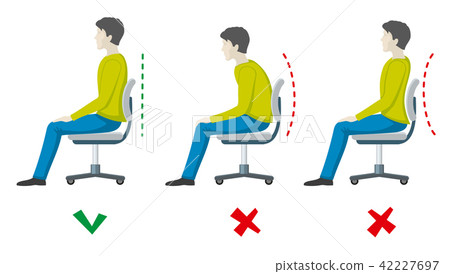 Wrong and right spine sitting posture. Vector office health flat infographics 42227697