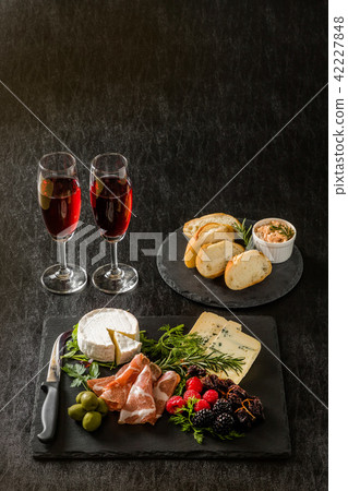 Hors d'oeuvres Appetizer platter of liquor in Europe area Hors d'oeuvres Appetizer platter of liquor in Europe area 42227848