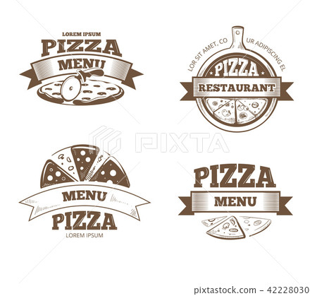 Pizza menu restaurant vector labels, logos, badges, emblems set Pizza menu restaurant vector labels, logos, badges, emblems set 42228030