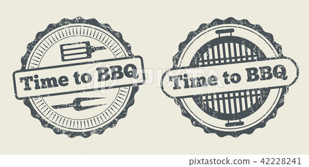 Barbecue and grill label steak house restaurant menu design vector element 42228241