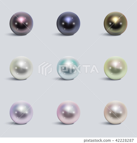 Realistic varicoloured pearls vector set 42228287