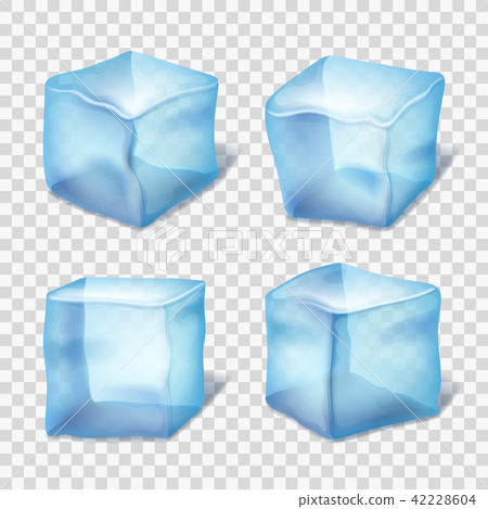Transparent blue ice cubes in plaid background. Vector illustration 42228604