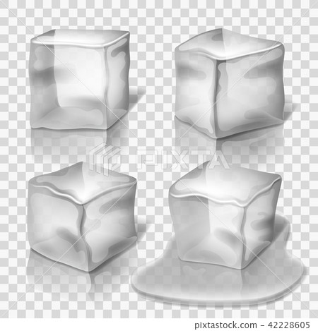 Transparent colorless ice cubes vector set 42228605