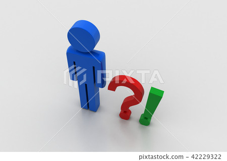 Question mark  and exclamation mark with man 42229322