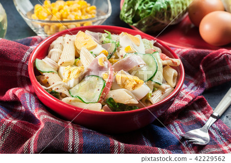 Macaroni salad with ham and other Macaroni salad with ham and other 42229562