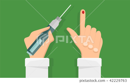Diabetes concept, man holds in hand the meter measures the blood sugar level 42229763