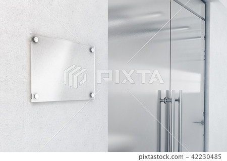 Blank glass nameplate design mockup, 3d rendering 42230485