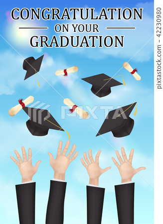 congratulations graduation hand throw hat diploma congratulations graduation hand throw hat diploma 42230980