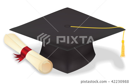 student graduation hat with diploma vecter eps10 student graduation hat with diploma vecter eps10 42230988