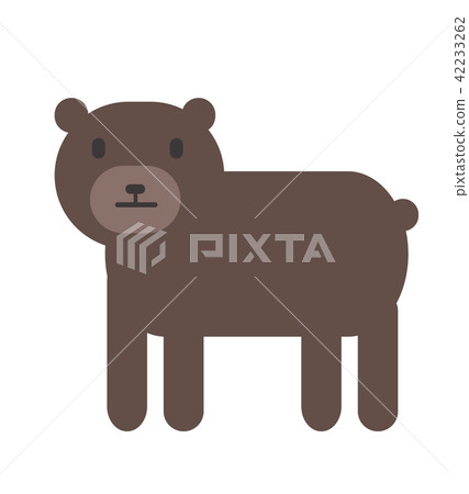 Cute brown bear, simple style. Flat vector illustration. Isolated on white background 42233262
