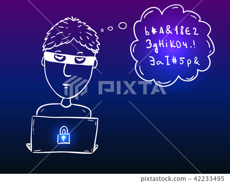 Young hacker boy with laptop Young hacker boy with laptop 42233495