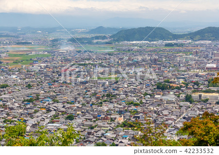 Omi Hachiman-shi city skyline from Yahata Yamashiro Omi Hachiman-shi city skyline from Yahata Yamashiro 42233532