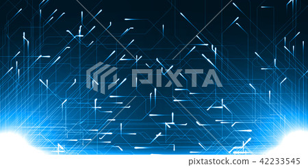 technology abstract of two source and moving particules with energy trails. 42233545