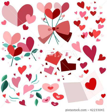  花玫瑰心圖標粉紅色套 42233841